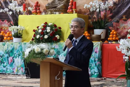 L’ambassadeur du Vietnam en Allemagne, Nguyen Dac Thanh, s'exprime lors de l'événement. Photo : VNA