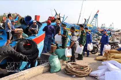 Dans la province de Dong Thap, les gardes-frontières sensibilisent les pêcheurs du port de pêche de Vam Lang, commune de Gia Thuan, à la prévention et à la lutte contre la pêche INN. Photo : VNA