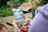 Avec un simple smartphone en main, les touristes peuvent rechercher et réserver divers services pour leur voyage. Photo : VNA