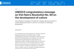 Message de félicitations de l'UNESCO.