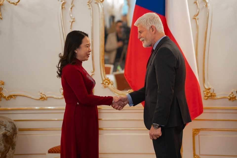 La vice-présidente Vo Thi Anh Xuan rencontre le président tchèque Petr Pavel (Prague, 15 novembre 2024). Photo : VNA