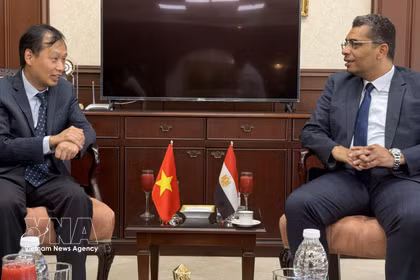 L'ambassadeur du Vietnam en Égypte, Nguyen Nam Duong (gauche) et le gouverneur du Gouvernorat de la Mer Rouge, Walid Al Barqi. Photo: VNA