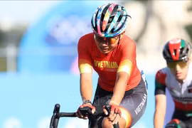 La cycliste vietnamienne Nguyen Thi That. Photo: VNA
