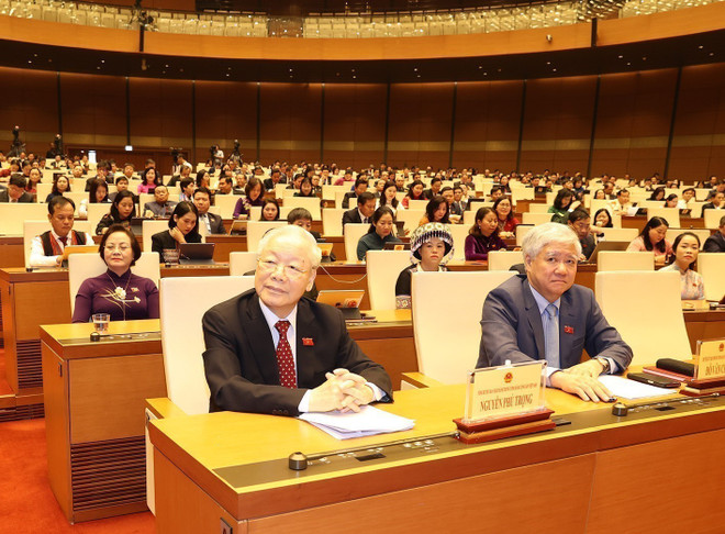 Le secrétaire général Nguyen Phu Trong assiste à la séance de clôture de la 6e session de la 15e Assemblée nationale, le 19 novembre 2023 à Hanoï. Photo: VNA 10ava.jpg