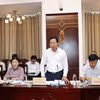 Le vice-président du Comité populaire de la province de Tay Ninh, Pham Tan Hoa s'exprime à la réunion. Photo: VNA