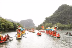 a valorisation des fêtes culturelles contribue non seulement à préserver l’identité de l’ancienne capitale, mais constitue également un moteur dynamique pour l’industrie touristique de Ninh Binh. Photo: VNA