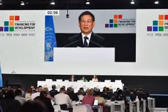 Le vice-Premier ministre Ho Duc Phoc s'exprime à la séance plénière de la Conférence FfD4. Photo; VNA