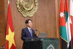 Le président Luong Cuong prononce un discours politique à la Ligue des États arabes. Photo: VNA