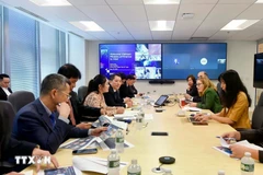 Le vice-ministre des Finances, Cao Anh Tuân, a rencontré Sarah Kemp, vice-présidente des affaires gouvernementales internationales chez Intel, le 13 mai (heure locale). Photo: VNA