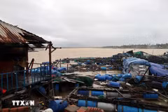 Les inondations ont gravement endommagé les cages d'aquaculture de la commune de Xuan Canh, province de Dak Lak. Photo : VNA