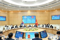 Lors de la 14e session du Comité mixte sur la coopération commerciale, industrielle et énergétique et la 8e session du Comité mixte sur la mise en œuvre de l'accord commercial Vietnam-R. de Corée tenue le 14 avril 2025 à Hanoï. Photo: VNA