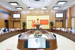 Le président de l’Assemblée nationale (AN), Tran Thanh Man, également secrétaire du Comité du Parti de l’AN, à la 5ᵉ conférence du Comité exécutif de l'organisation du Parti de l’AN. Photo: VNA