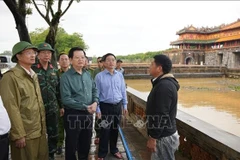 Le vice-PM Mai Van Chinh inspecte les zones inondées de la Cité impériale de Hue. Photo: VNA