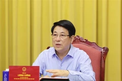 Le président Luong Cuong à la séance de travail avec les agences concernées afin d'examiner les préparatifs de la cérémonie de signature de la Convention des Nations Unies contre la cybercriminalité (Convention de Hanoï). Photo: VNA