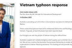 Dans un communiqué publié le 14 octobre, le ministère australien des Affaires étrangères a exprimé ses condoléances aux victimes des tempêtes Bualoi (n°10) et Matmo (n°11) au Vietnam. Photo: VNA