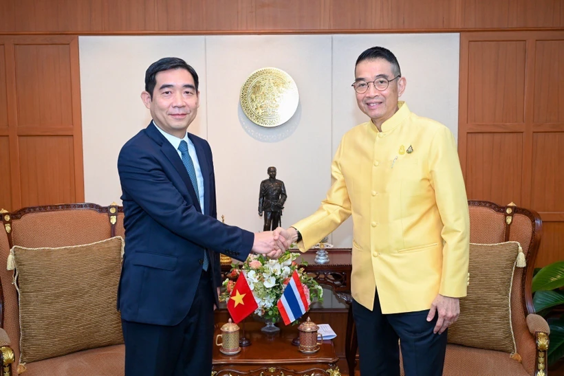 Le ministre thaïlandais des Affaires étrangères, Maris Sangiampongsa et l'ambassadeur vietnamien Pham Viet Hung (gauche). Photo : VNA