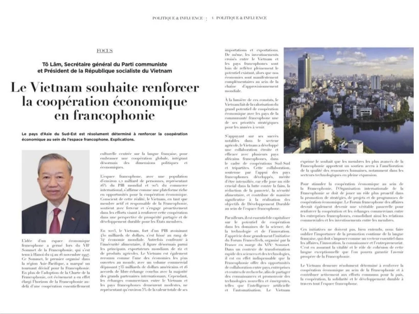 L'article du secrétaire général du Parti et président To Lam paru sur le magazine Influences. 