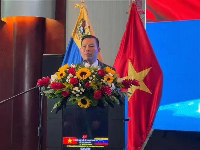 L'ambassadeur du Vietnam au Venezuela Vu Trung My s'exprime à la cérémonie. Photo: ambassade du Vietnam au Venezuela
