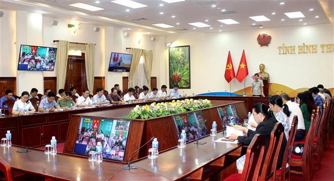 Délégués à la réunion du Comité provincial de direction de la lutte contre la pêche INN de Binh Thuan. Photo: VNA