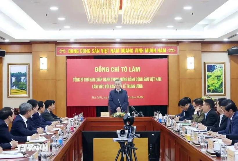 Le secrétaire général du Parti communiste du Vietnam To Lam prend la parole. Photo: VNA