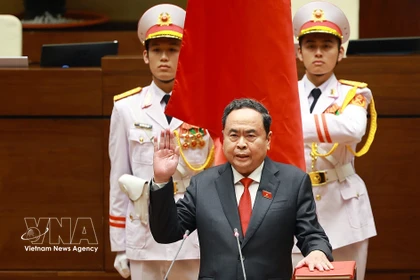 Le président de la 16e Assemblée nationale, Tran Thanh Man, lors de la cérémonie d'investiture le 6 avril 2026 Photo : VNA