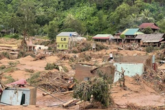 Des centaines de maisons de la commune de My Ly, province de Nghê An endommagées après les inondations. Photo: VNA