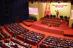 La séance d'ouverture du 14e Congrès national du Parti communiste du Vietnam. Photo : VNA
