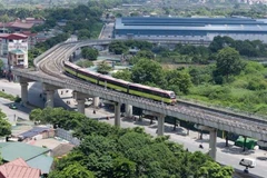 Un tronçon de la ligne ferroviaire urbaine Nhôn - Gare de Hanoï. Photo: VNA