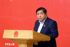 Le vice-Premier ministre Nguyên Chi Dung, également membre de la permanence du Comité du Parti du gouvernement, s'exprime lors de la conférence. Photo: VNA