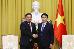 Le président de la République Luong Cuong (droite) et le chef du bureau présidentiel de la Mongolie, Gombojav Zandanshatar. Photo: VNA