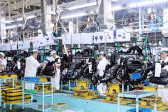 La chaîne de production de la société Honda Vietnam dans le parc industriel de Dông Van II, province de Ninh Binh (Nord). Photo: VNA