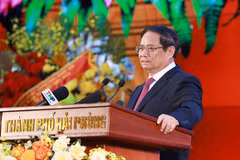Le Premier ministre Pham Minh Chinh s'exprime lors de la cérémonie. Photo: VNA