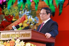 Le Premier ministre Pham Minh Chinh s'exprime lors de la cérémonie. Photo: VNA