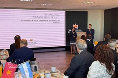 L’ambassadrice du Vietnam en Argentine, Ngo Minh Nguyet, s'exprime lors de l'événement. Photo: VNA