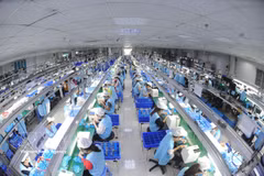 Chaîne de production électronique au sein de la société Suntech. Photo: VNA
