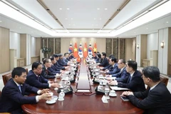 Lors de l'entretien entre le secrétaire général du Parti Tô Lâm (gauche) et le président sud-coréen Lee Jae Myung. Photo: VNA