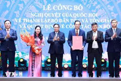 Le Premier ministre Pham Minh Chinh remet la décision de créer le ministère des des Affaires ethniques et religieuses à ses responsables. Photo: VNA