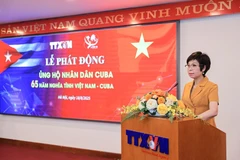 La directrice générale de la VNA, Vu Viêt Trang, s'exprime lors de la cérémonie. Photo: VNA