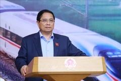 Le Premier ministre Pham Minh Chinh s'exprime lors de la réunion. Photo: VNA