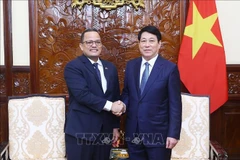 Le président Luong Cuong (droite) et l'ambassadeur de la République dominicaine au Vietnam, Jaime Francisco Rodriguez. Photo: VNA