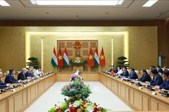 Panorama de la rencontre entre le Premier ministre Pham Minh Chinh et le président hongrois, Sulyok Tamas, en visite officielle au Vietnam. Photo: VNA