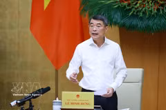 Le Premier ministre lê Minh Hung s'exprime lors de la réunion. Photo: VNA