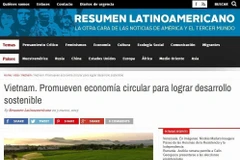 Le journal argentin Resumen Latinoamericano a récemment publié un article mettant en avant l'orientation de développement de l'économie circulaire pour le développement durable du Parti et de l'État du Vietnam. Photo: Captuyre d'écran de l'article