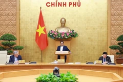 Le Premier ministre Pham Minh Chinh s'exprime lors de la réunion. Photo: VNA