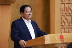 Le Premier ministre Pham Minh Chinh s'exprime lors de la réunion. Photo: VNA