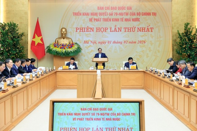 Le Premier ministre Pham Minh Chinh lors de la réunion. Photo / VNA