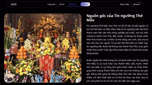La bibliothèque numérisée du Dao Mau vietnamien est développée dans le cadre du projet Gõ Chầu Thiên Hội.-- Capture d'écran photo