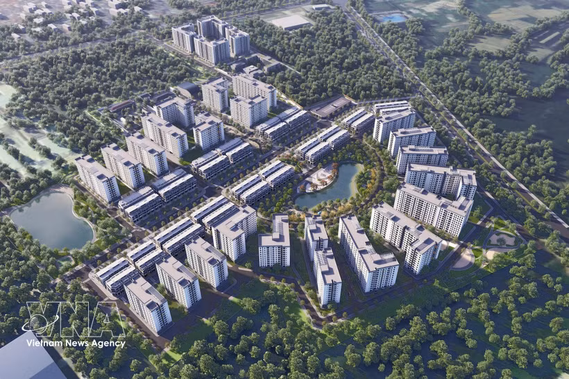 Vue d’ensemble du projet de logements pour travailleurs et de logements sociaux dans la zone industrielle de Yên My II, province de Hung Yên. Photo : VNA.