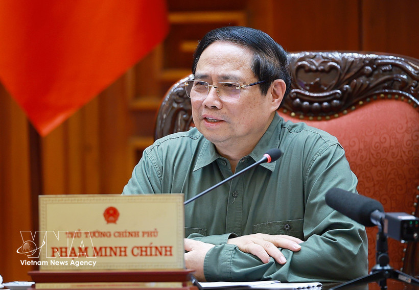 Le Premier ministre Pham Minh Chinh lors de la réunion. Photo : VNA