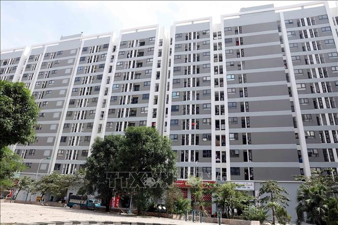 Ensemble de logements sociaux réalisé par la Société par actions d’investissement et de développement Lạc Hồng Phúc, situé dans le quartier de Mỹ Hào (province de Hưng Yên), déjà mis en service. Photo : VNA